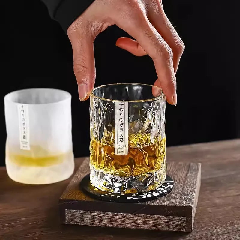 Thick Heavy Whiskey Glass Japanese Style Hammer Crystal Wine Glasses Old-Fashioned Cognac Whisky Tumbler Snifter Cup Beer Mug