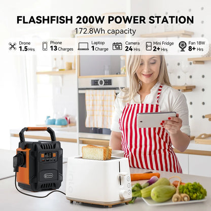 200W Portable Power Station 172Wh, 230V / 110V, 48000mAh