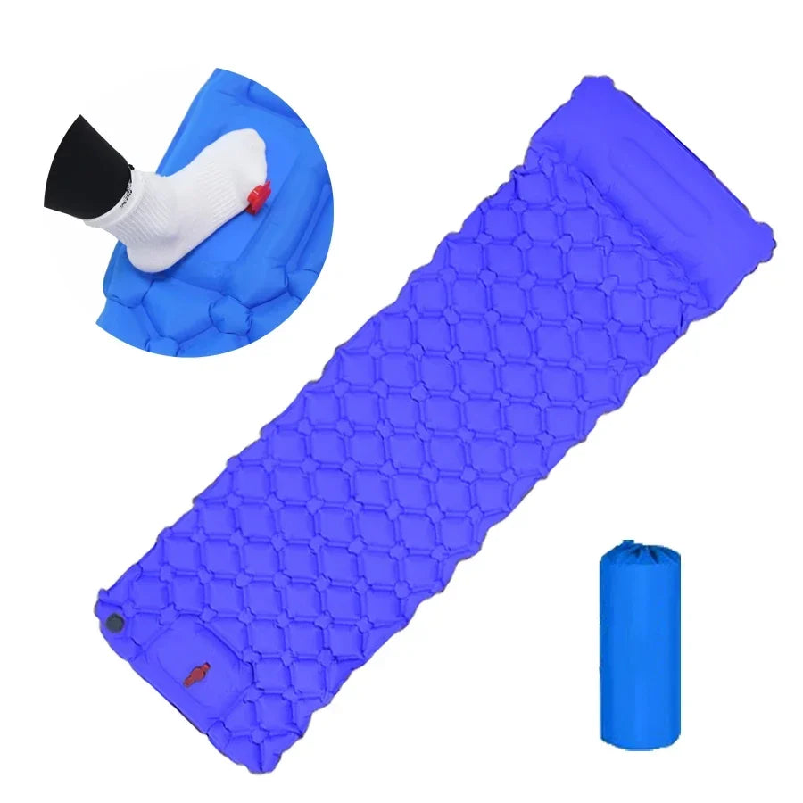 Outdoor Sleeping Pad Camping Inflatable Mattress Built-in Pump